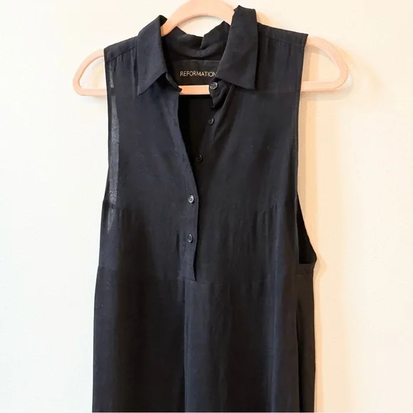 Reformation Black Button-Up Maxi Dress Size S/M 6/8 - Picture 5 of 9